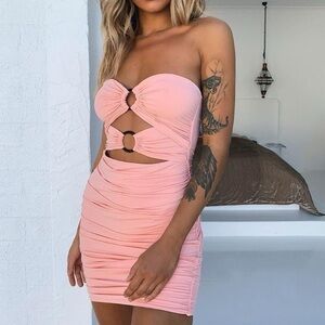 white a line dress short Buy Ladivine KV1133W Strapless Satin Short Mini Wedding Dress – Ships USA & Canada main image 1